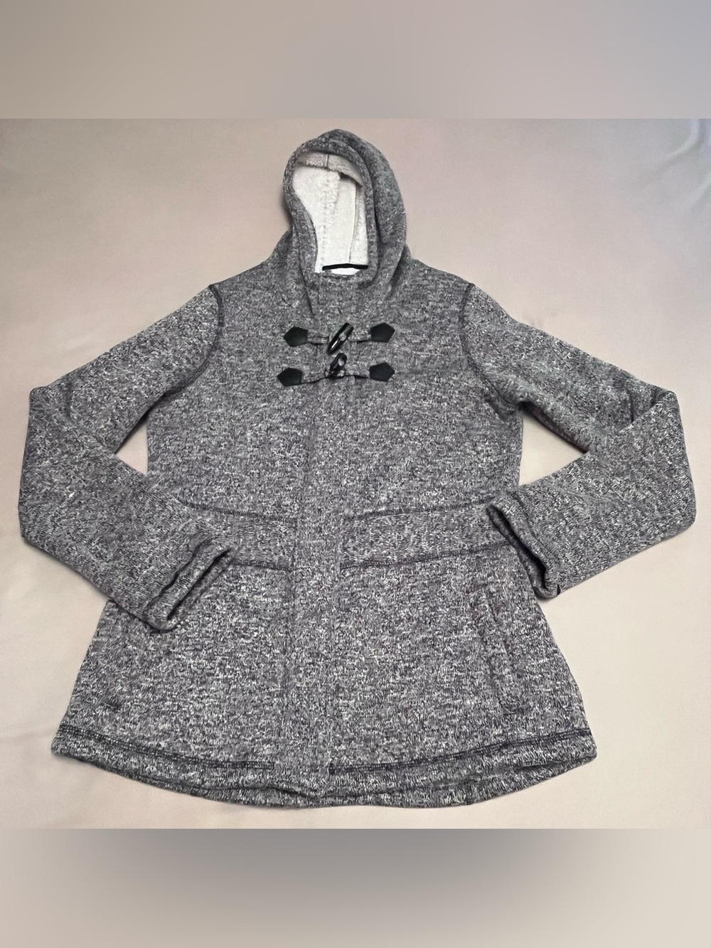 Warehouse One Gray Hooded Knit Toggle Jacket